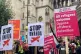Demonstrators outside the Royal Courts of Justice, central L