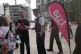 A police officer tries to move along TSSA general secretary 