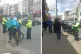 Police officers in Tooting pull over bike couriers to inspec