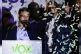 Santiago Abascal, leader of far right party Vox, gestures su