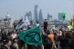 Demonstrators during a Extinction Rebellion protest on Water