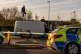 Protesters use a van to block the gates to Elbit at Filton n