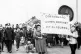 DIGNIFIED: Women walk past Cortonwood Pit with banners 
flyi