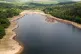 Water levels fall low at Burrator reservoir, Dartmoor, Devon