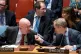 Russian ambassador to the UN Vassily Nebenzia (left) confers