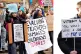 POINTS MADE: (L to R) Picket line outside Bristol Cathedral 