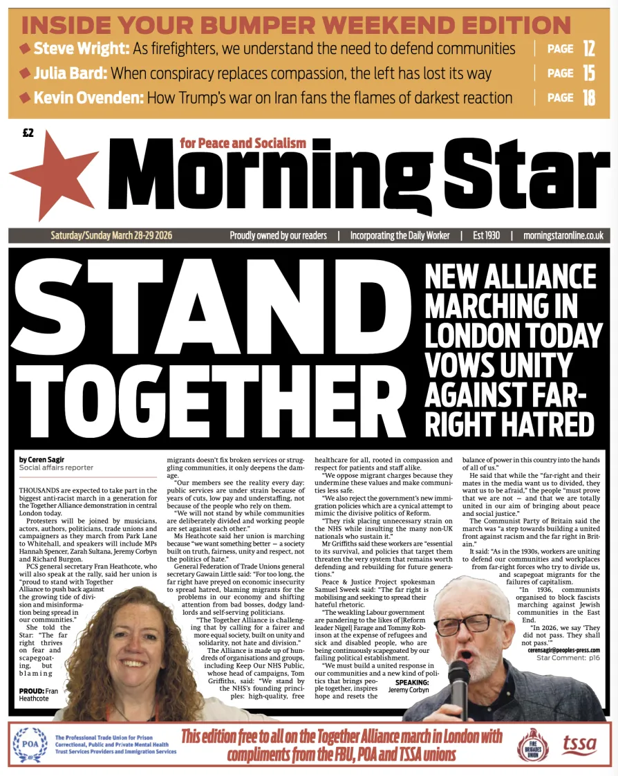 Morning Star Saturday 28 March 2026